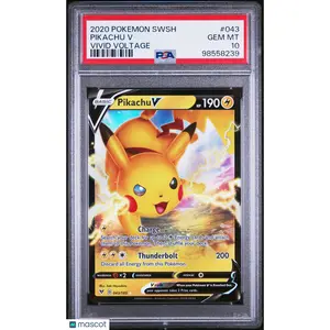 Pikachu V 2020 Pokemon Sword and Shield Vivid Voltage #043 Holo (PSA 10)