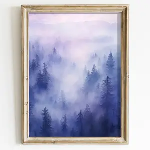 Forest Print, Landscape Art, Purple Wall Decor, Mystical Wall Art, Tranquil Art Nature Decor, Unframed