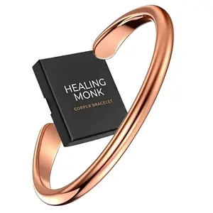 Healing Monk Pure Copper Bracelet for Men & Women – Handmade Uncoated Copper Jewelry Cuff – Adjustable Healing Copper Bracelets for Arthritis – Mens & Womens Copper Cuff Pulsera de Cobre (Hammered)