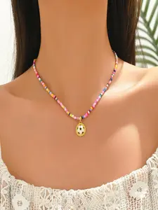 World Cup Colorful Beaded Soccer Necklace – Adjustable Football Pendant Choker for Women, Sports Fan/Player Gift for Birthdays & Game Days