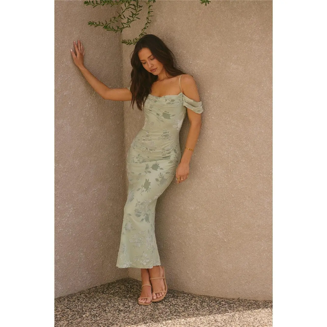 good fun off shoulder maxi dress Good Fun Off Shoulder Maxi Dress Green Size S from Hello Molly