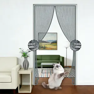 1PC Magnetic Screen Door - Heavy Duty Magnetic Closure & Hands-Free Operation, Prevents Insects, Pet Friendly for Front/ Back Doors, Patio, Sliding Glass Doors, Modern Door Curtain, No Bug Door Barrier