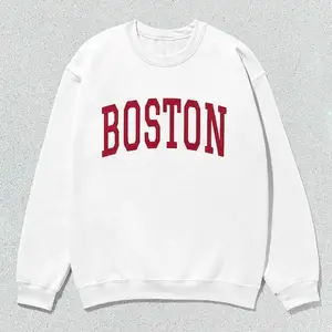 Boston Sweatshirt Collegiate Crewneck Sweater Unisex Red