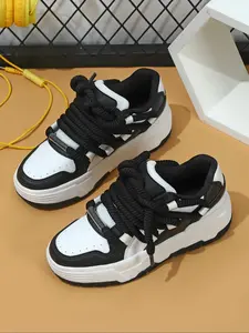 Men's Fashion Colorblock Lace Up Low Top Skate Shoes, 2024 New Style Casual Comfortable Breathable Sports Shoes, Trendy All-match Sneakers for Daily Wear, Fashionable Casual Sneakers
