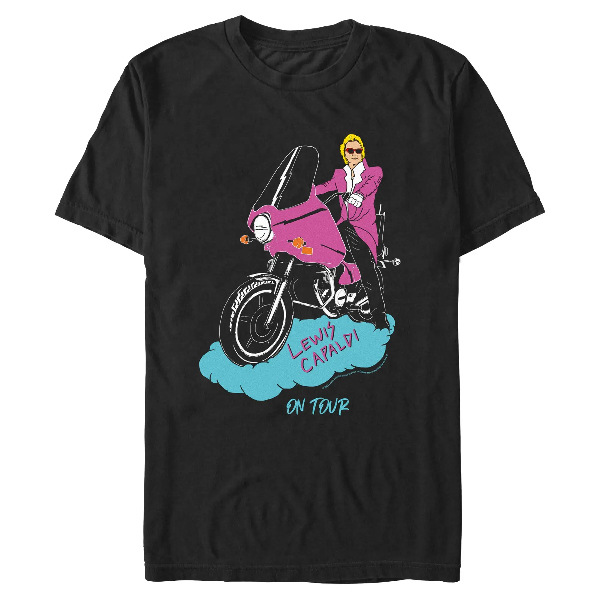 Men's Lewis Capaldi Biker On Tour T-Shirt, Stylish Casual Short-Sleeve Funny Graphic Tee for Men, Funny Graphic Tees, Shortsleeve