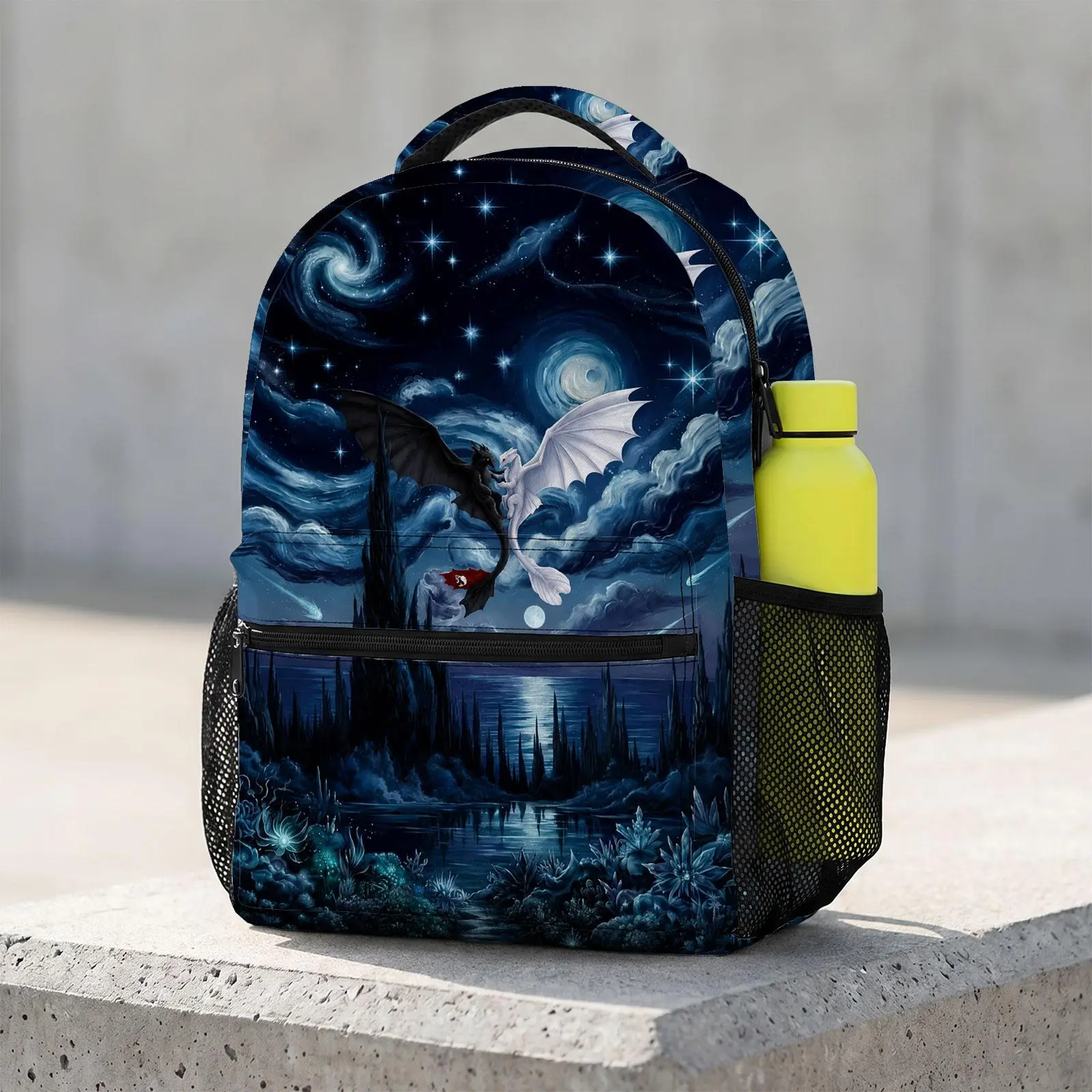 Dragon Cute Cartoon Animal School Bag with Laptop Sleeve | Comfort Padded Print Backpack | Anti-Slip Lightweight Travel Pack for Students