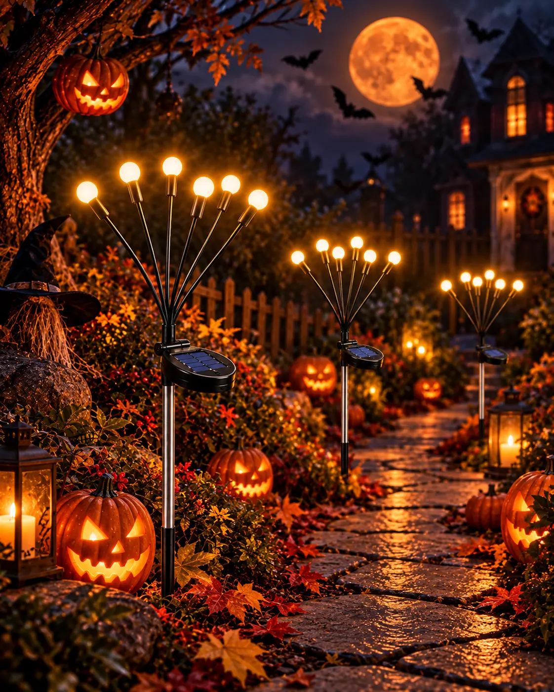 Outdoor Solar Firefly LED Lights, 2/4/8-Pack Waterproof Garden Stake Lights with Auto On/Off & Dusk Activation, for Pathway, Yard, Lawn, Walkway, Party, Halloween & Christmas Decor，Sohochic