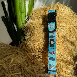 Traditional Tattoo Adjustable Pet Collar Western Blue