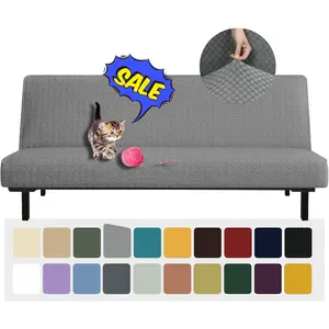 Futon Cover Latest High Stretch Armless Sofa Bed Slipcover Anti-Slip Furniture Protector with Elastic Bottom (Futon, Light Gray)