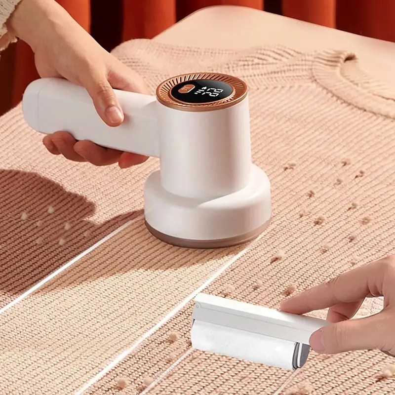 Electric Lint Remover with lint Roller, Portable Fabric Shaver with 6 Leaf Blades, 3-speed Sweater Shaver with Brush & Digital LED Display, Fast Removal of Lint, Remove Pilling for Clothes, Furniture, Sweater, Couch and Blanket, Rechargeable Lint Remover