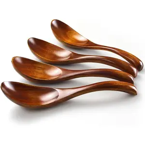 Soup Spoons, Wooden Spoons, 4 count  Style LightWeight Table Spoon Kitchen Utensil for Adults