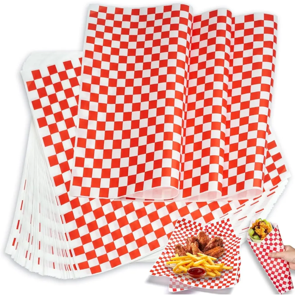 100 Pcs Wax Paper Sheets for Food, Ultra Grease Resistant Deli Paper Sheets, Sandwich Wrapping Papers for School Lunches, Food Basket Liners for BBQ and Festival, 11x11"