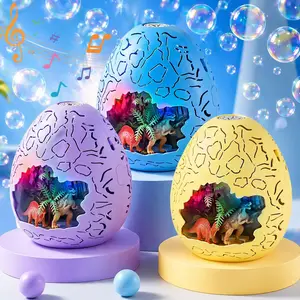 Dinosaur Bubble Maker Toy with Music & LED Lights, Automatic Bubble Machine for Kids Outdoor Summer Fun