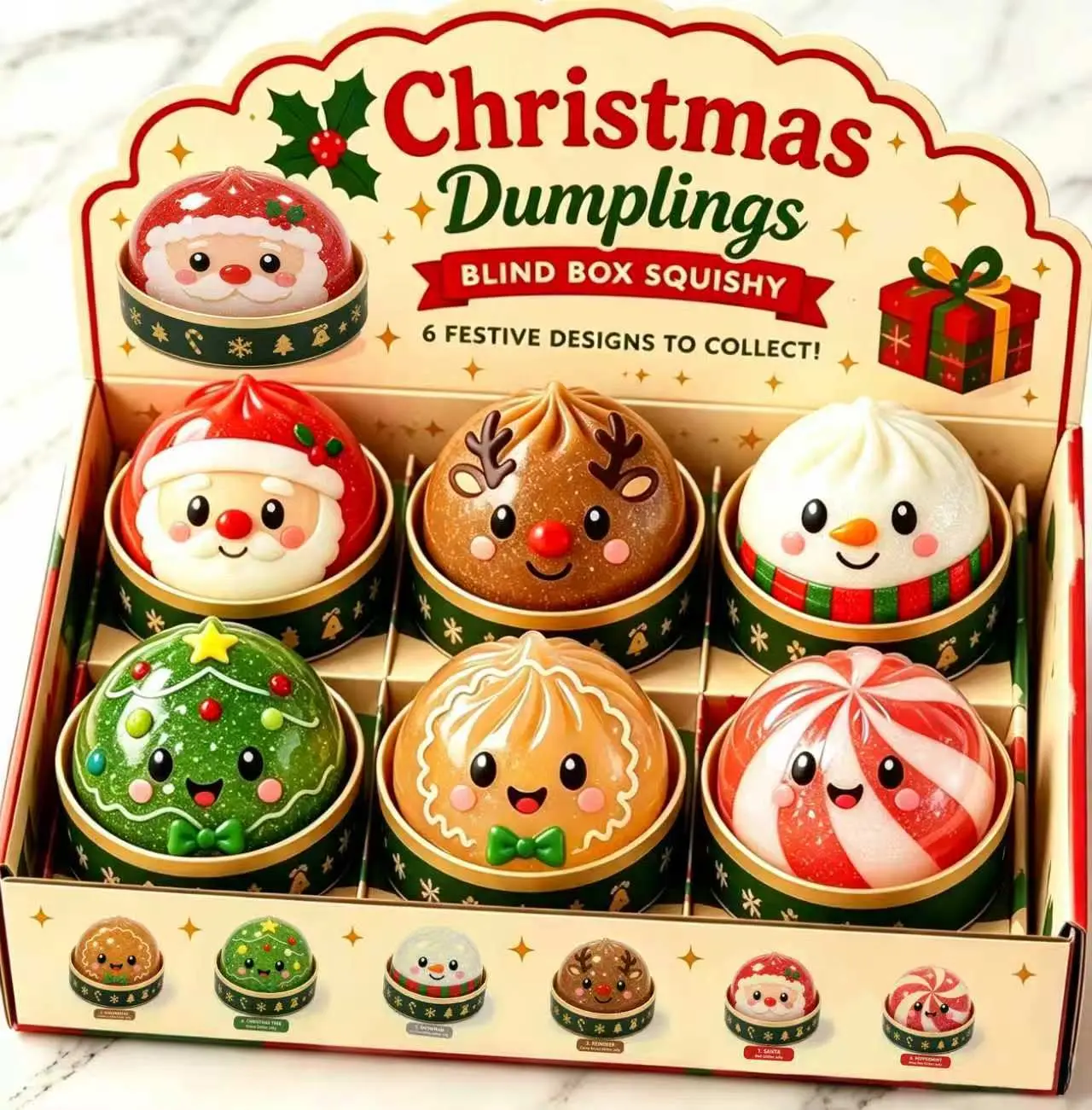 Christmas-themed Grinch buns, squeezeable toys, creative and realistic blind boxes for stress relief and relaxation.
