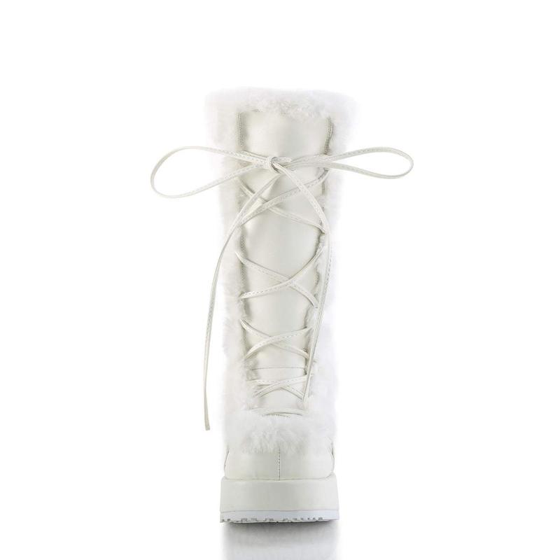 Demonia Cubby-311 White Vegan Leather Knee-high Boots