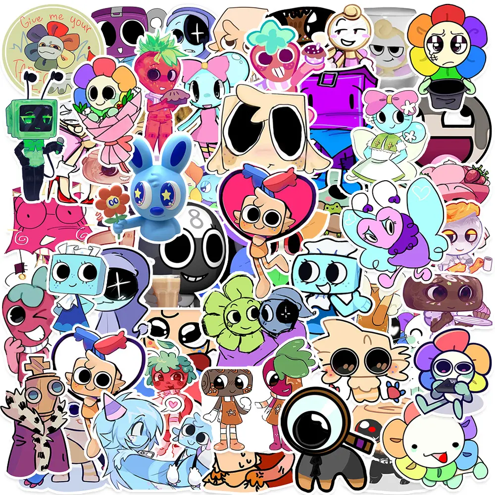 50PCS Multicolor Funny Dandys World Cartoon Stickers, Waterproof DIY Decals for Skateboards, Notebooks, Laptops