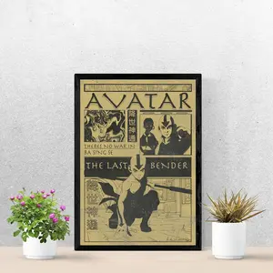 Avatar Aang Vintage Poster, The Last Airbender Retro Wall Art, Minimal Anime Print, Beige Aesthetic Room Decor, Gift For Fans
