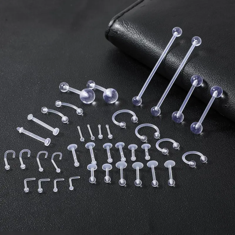 Transparent Body Piercing Jewelry, Body Piercing Kit, Punk Style Nose & Lip & Bernay Tongue Ring, Earrings, Fashion Accessories for Men & Women, Nose Rings Set, Body Accessory