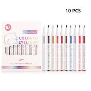 Waterproof Eyeliner Set, 10 Color Liquid Pen Kit, Cartoon Design, Women's Makeup, Multicolor, Perfect for Daily Use