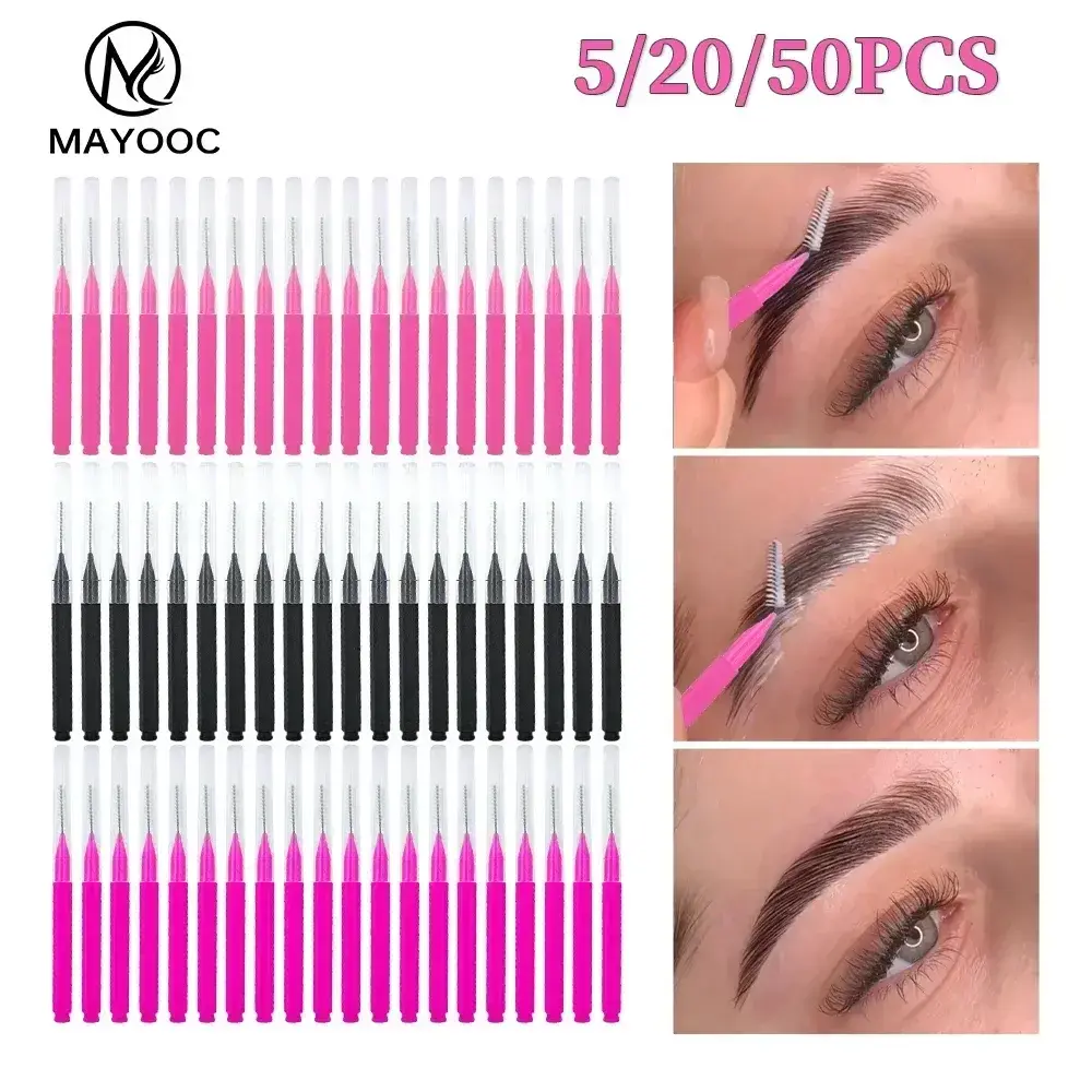 5/10/50PCS Mini Eyebrow Brush Brow Perm Brush Disposable Brow Lifting Brushes Bendable Micro Eyelash Brush Applicators Tools 2026 New