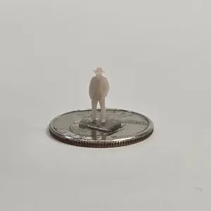 N Scale Cowboy – Hand in Pocket | Unpainted Miniature for Dioramas & Train Layouts