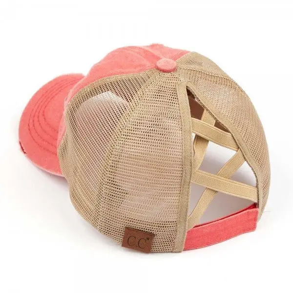 C.C Distressed Criss Cross Pony Cap C.C Distressed Criss Cross Pony Cap
