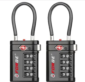 Forge TSA Approved Luggage Locks 4 Digit Combination TSA Travel Locks with TSA008, Open Alert Indicator, Zinc Alloy Body for Luggage, Suitcase, Backpack, and More. Black 2 Locks.