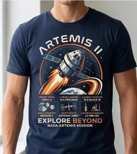 Artemis II Mission Shirt, Orion MPCV SLS Rocket Space Exploration Tee, Lunar Return Infographic, Astronomy Lover Unisex T-Shirt