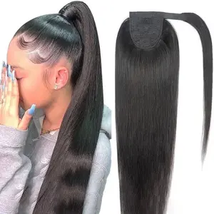 Human hair ponytail