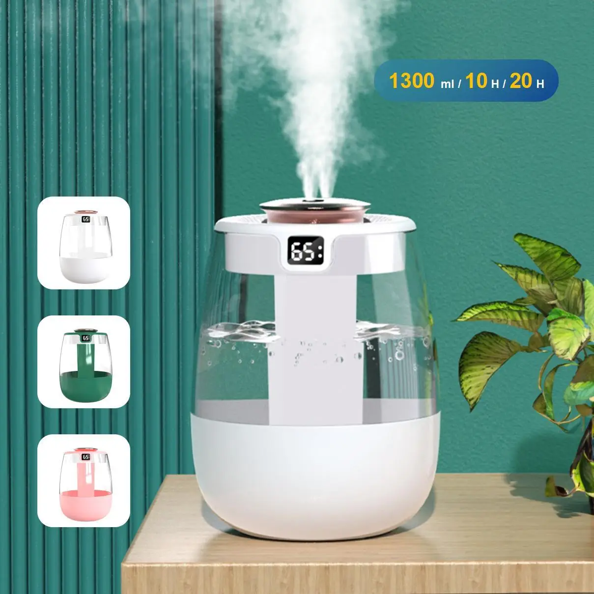 Universal Large Capacity Air Humidifier, USB Powered Dual-spray Ultrasonic Humidifier with UV Antibacterial Lamp, Suitable for Home, Office, Dormitory