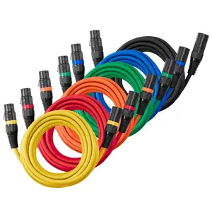 XLR Cable 15 Ft, 6 Pack, Shielded Balanced DMX Male To Female Microphone Cables, Gold-Plated 3-Pin XLR Mic Speaker Cord Wires For Stage Lighting, Microphones, Amplifier, Mixer, And Speaker Systems