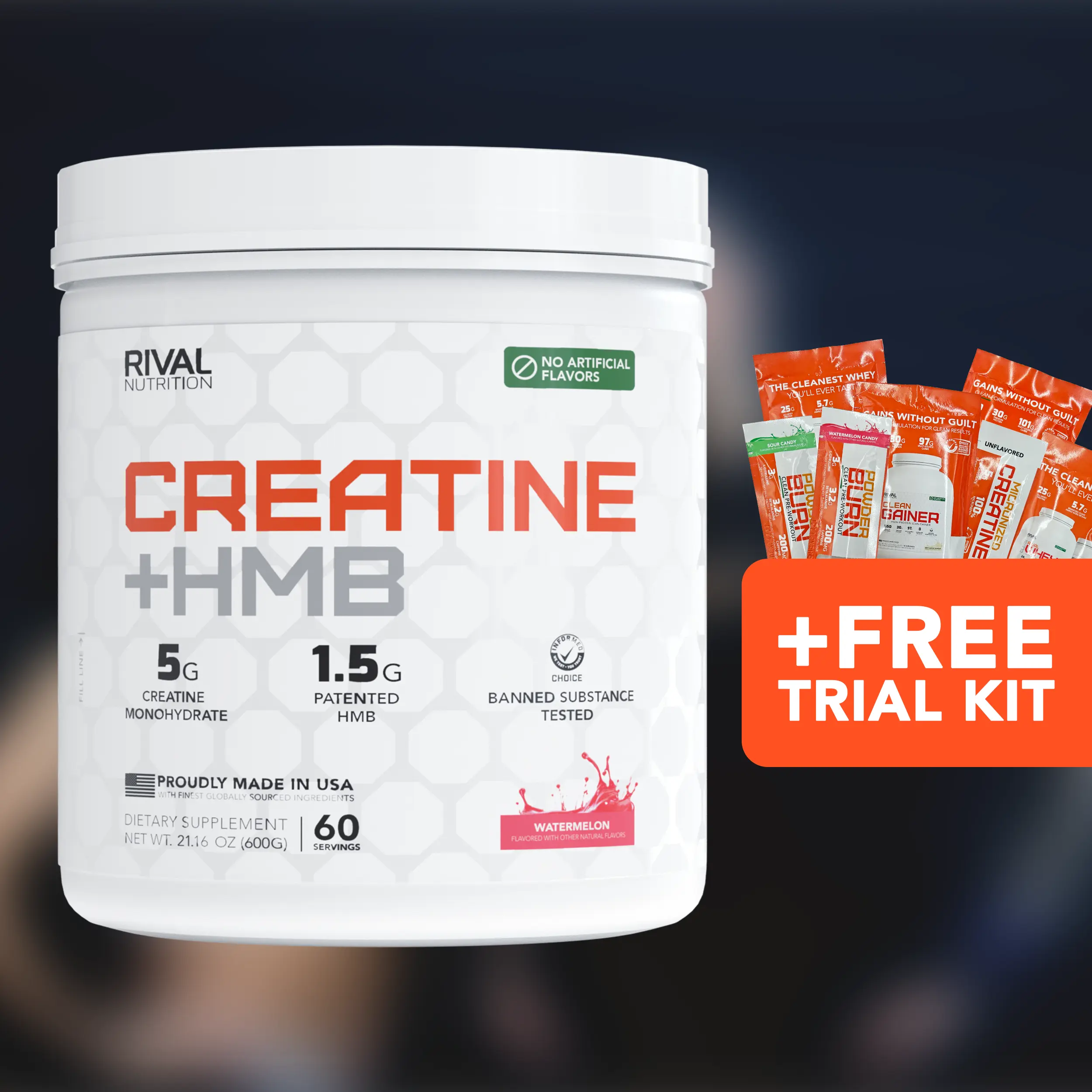 RIVAL NUTRITION Creatine + HMB Powder - FREE TRIAL KIT