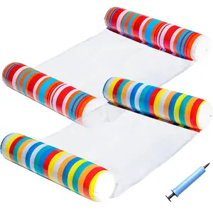 2 Pack Inflatable Pool Floats for Adults, Water Hammock Floaties Multi Purpose 4-in-1 (Saddle, Lounge Chair, Hammock, Drifter), Durable Pool Float Lounger with Air Pump