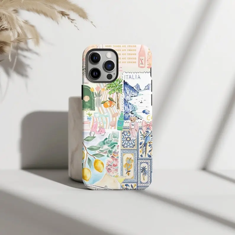 Coquette Italian Summer Collage Phone Case, Coastal Italy Phone Case, Phone Cases Phone Cover Hard Case Tough 2-piece Phone Case