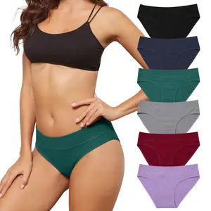 LEVAO 6/12Pack Women’s Cotton Underwear, Soft Breathable Mid Rise Hipster Panties, Plus Size Cheeky No Show Briefs for Comfort
