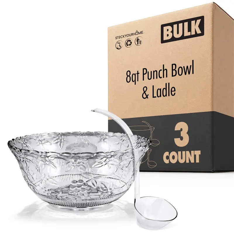 8qt Punch Bowl & Ladle 3 Count