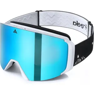 Ski Goggles- Frameless,  OTG Snow Goggles Interchangeable Lens UV400 Protection Anti-Fog for Adult Men Women