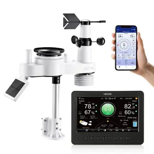 Summervibes VEVOR 7-in-1 Wi-Fi Weather Station, 7-Inch TFT Display, Wireless Solar Powered Outdoor Sensor, Rain Gauge, Indoor Outdoor for Weather Forecast, Wind Speed Direction, Temperature, Humidity, Rainfall
