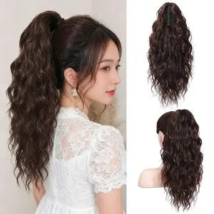 High Ponytail Clip-In Hair Extension for Women, European Style Curls, Water Wave Volume Clips, Natural Look, Easy Wear, Invisible, Fake Hair