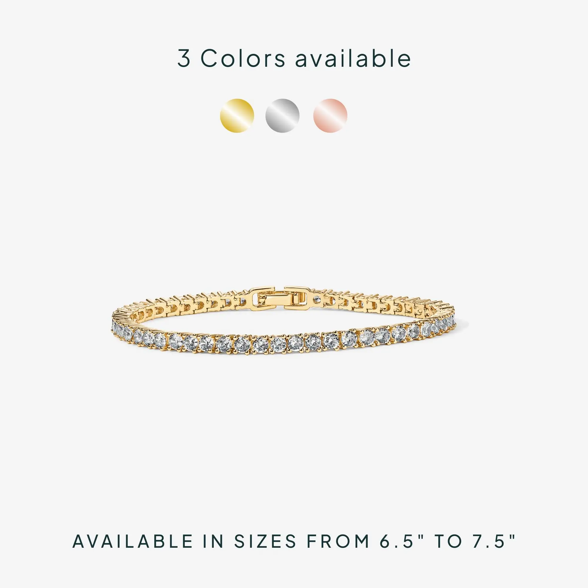 PAVOI 14K Gold Plated 3mm Cubic Zirconia Classic Tennis Bracelet - Hypoallergenic Gold Bracelets for Women - Size 6.5-7.5 Inch - Simulated Diamond Tennis Bracelets