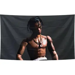 Hip-Hop Travis Rapper Scott Music Flag Funny Tapestry flag Poster for Youth Dormitory Men's Den Bedroom Living Room Bedroom Decoration Wall Artworktapestry gifts for boyfriendwall decor flags