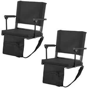 Foldable Stadium Chair Set, Indoor Outdoor Benches with Adjustable Shoulder Strap, Widened Armrests, Compact Portability for Travel, Multipurpose Sturdy Tough Outdoor Rated Benches
