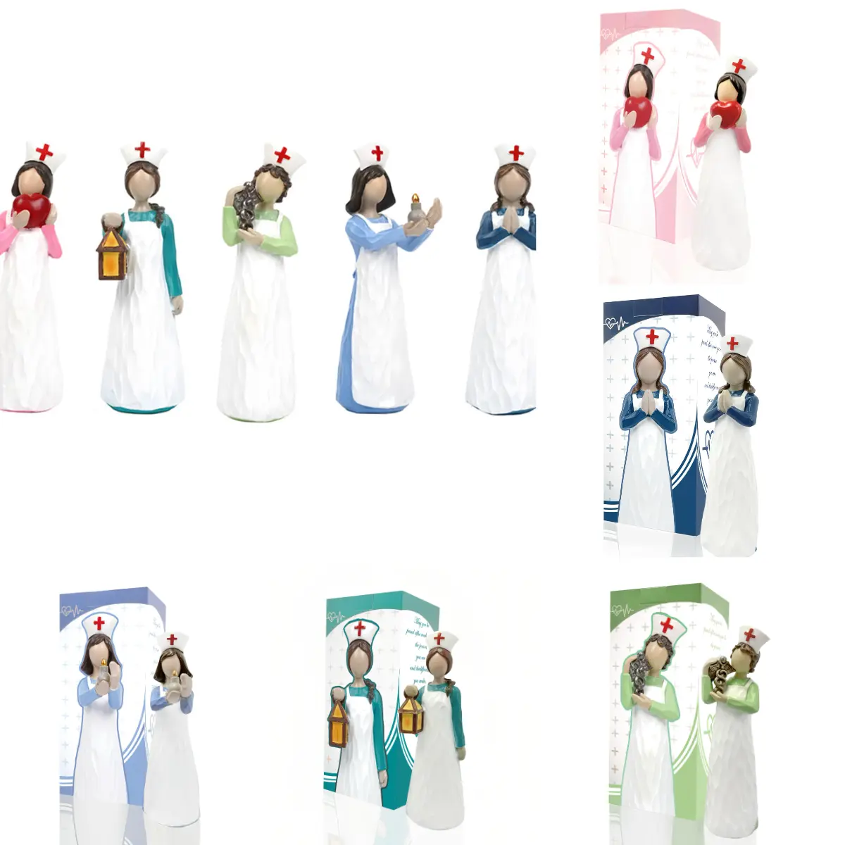 Hand-Painted Polyresin Nurse Theme Figurine - Collectible for Home/Office Decor, Figurines for Collectors, Healthcare-Themed Statues, Nurse Gift Souvenir, Statues & Bobbleheads