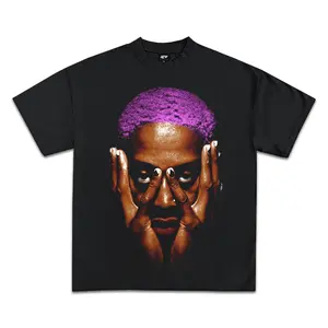 Dennis Rodman Jumbo Purple Graphic Tee, Y2K Rap Streetwear T-Shirt, Unisex Crew Neck, Vintage Hip-Hop Graphic, Sports Style, Casual Cotton Fit