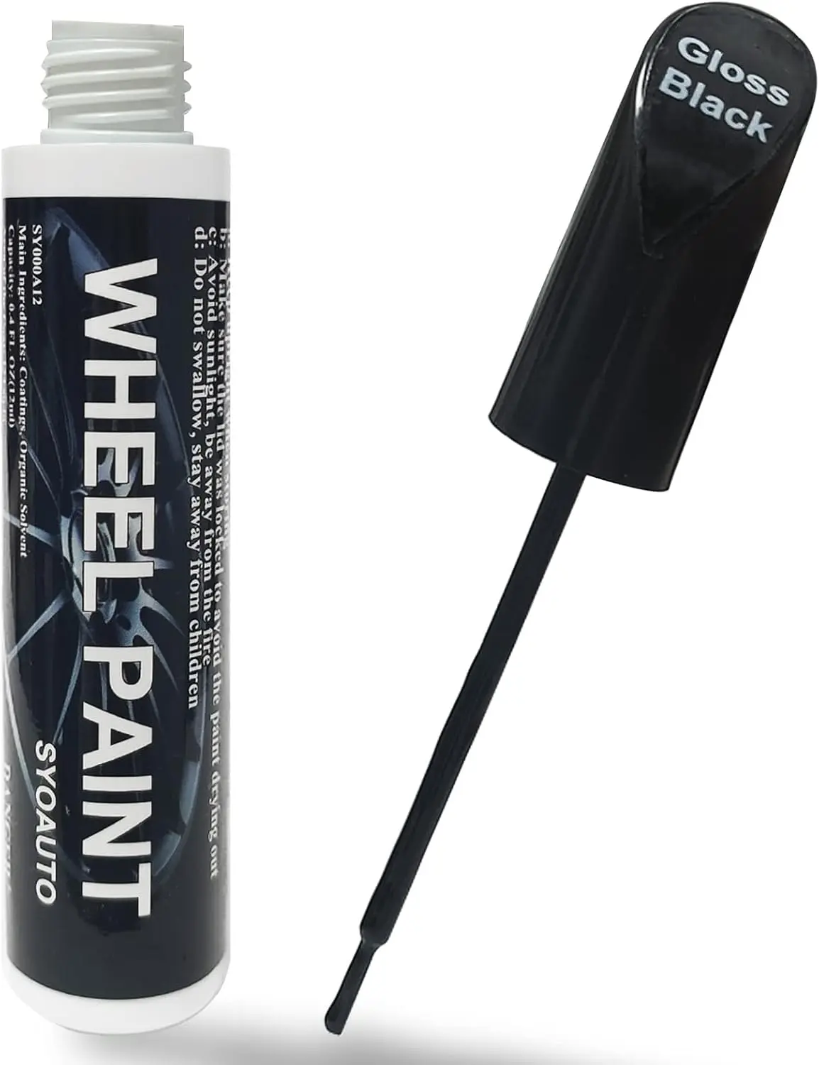 Gloss Black Rim Touch Up Paint, Car Wheel Scratch Repair Touch Up Paint Pen, Universal Color Rim Wheel Paint (Gloss Black)