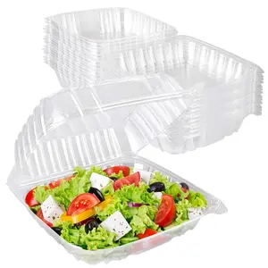 Stock Your Home Plastic 8 x 8 Inch Clamshell Takeout Tray (25 Count) - Dessert Containers - Plastic Hinged Food Container - Disposable Plastic Clamshell Food Containers for Salads, Pasta, Sandwiches