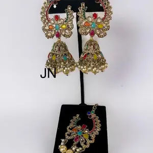 Polki earrings with tikka