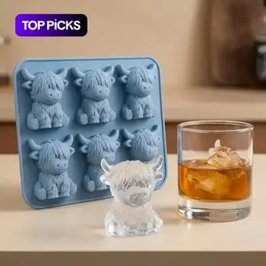 Mini Highland Cow Ice Cube Mold, Cute 3D Ice Cubes for Drinks, Perfect for Parties and Gifts, Enhance Drink Flavor