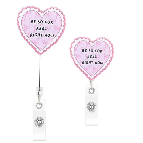 1 Piece Cute Heart-Shaped Nurse Badge Holder Butterfly Knot Badge Holders Flexible Retractable Nurse Valentines Badge Reel Medical Gift for Colleagues Friends Kids Healthcare