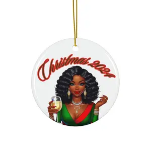 Christmas Cheer Ceramic Ornament, Holiday Keepsake Decoration, Festive Tree Trim, Xmas Gift Idea, Seasonal Home Decor Cloth